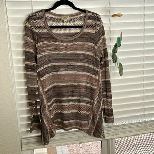 One World Live and Let Live Sweater Women's L Multicolor Knit Striped